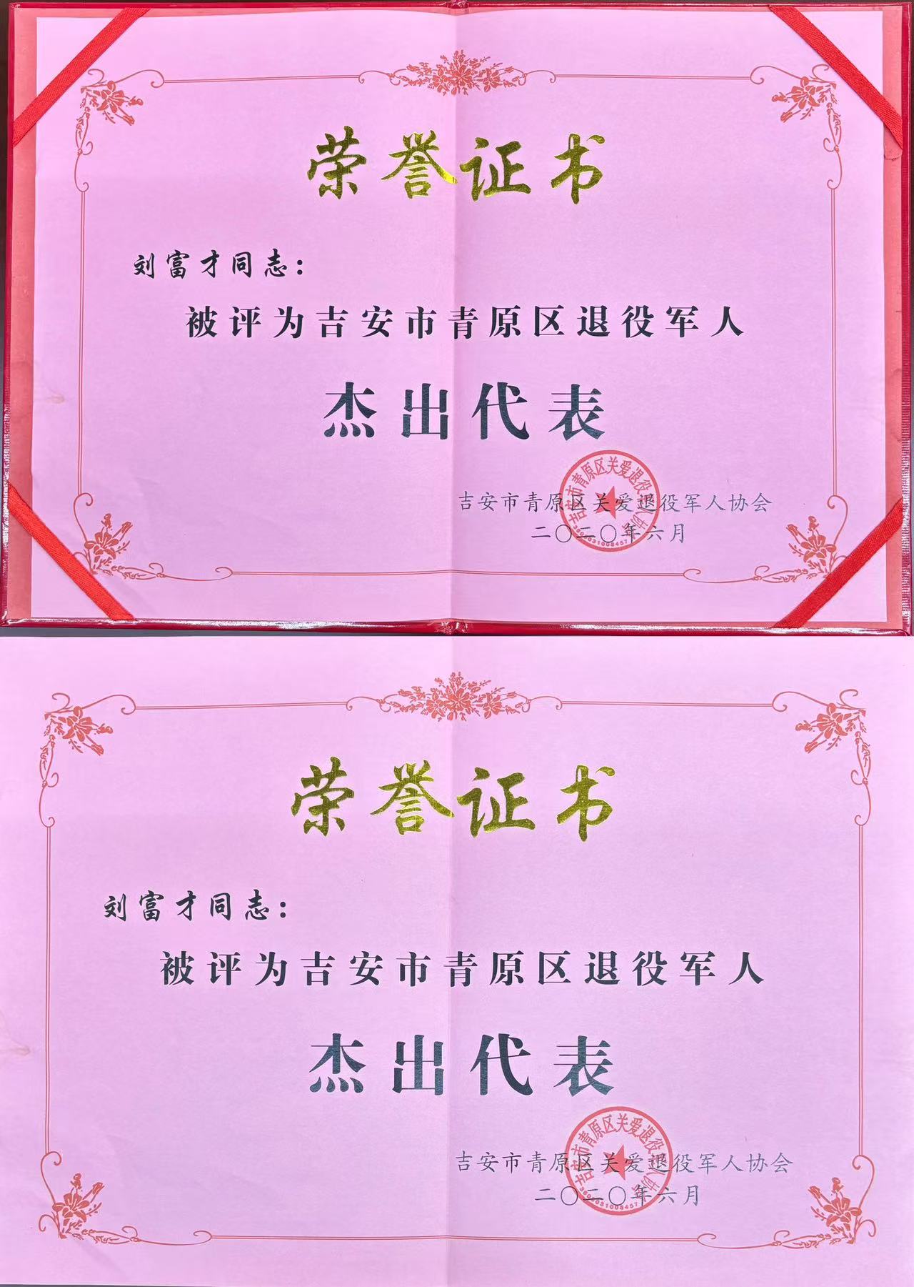 青原区退役军人杰出代表